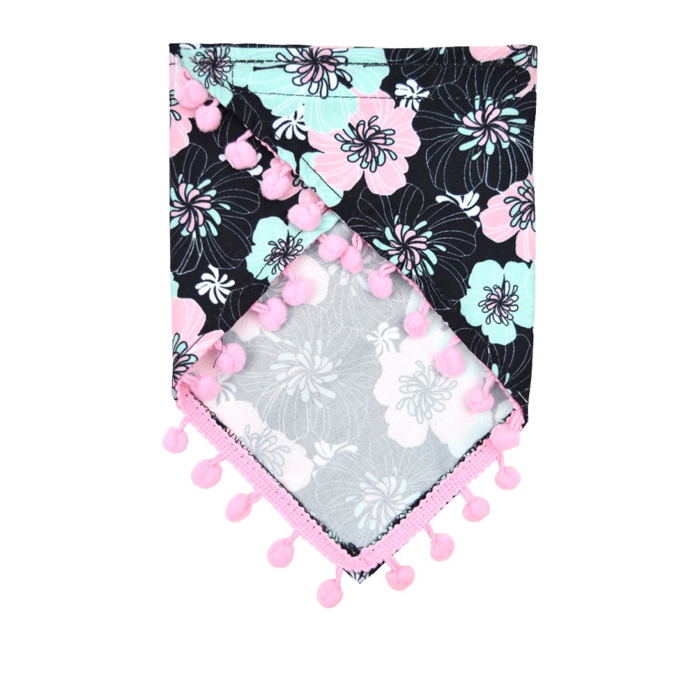 NWT Vibrant Life Pom Edge Floral Dog Bandana, X-Small/Small - Picture 4 of 5
